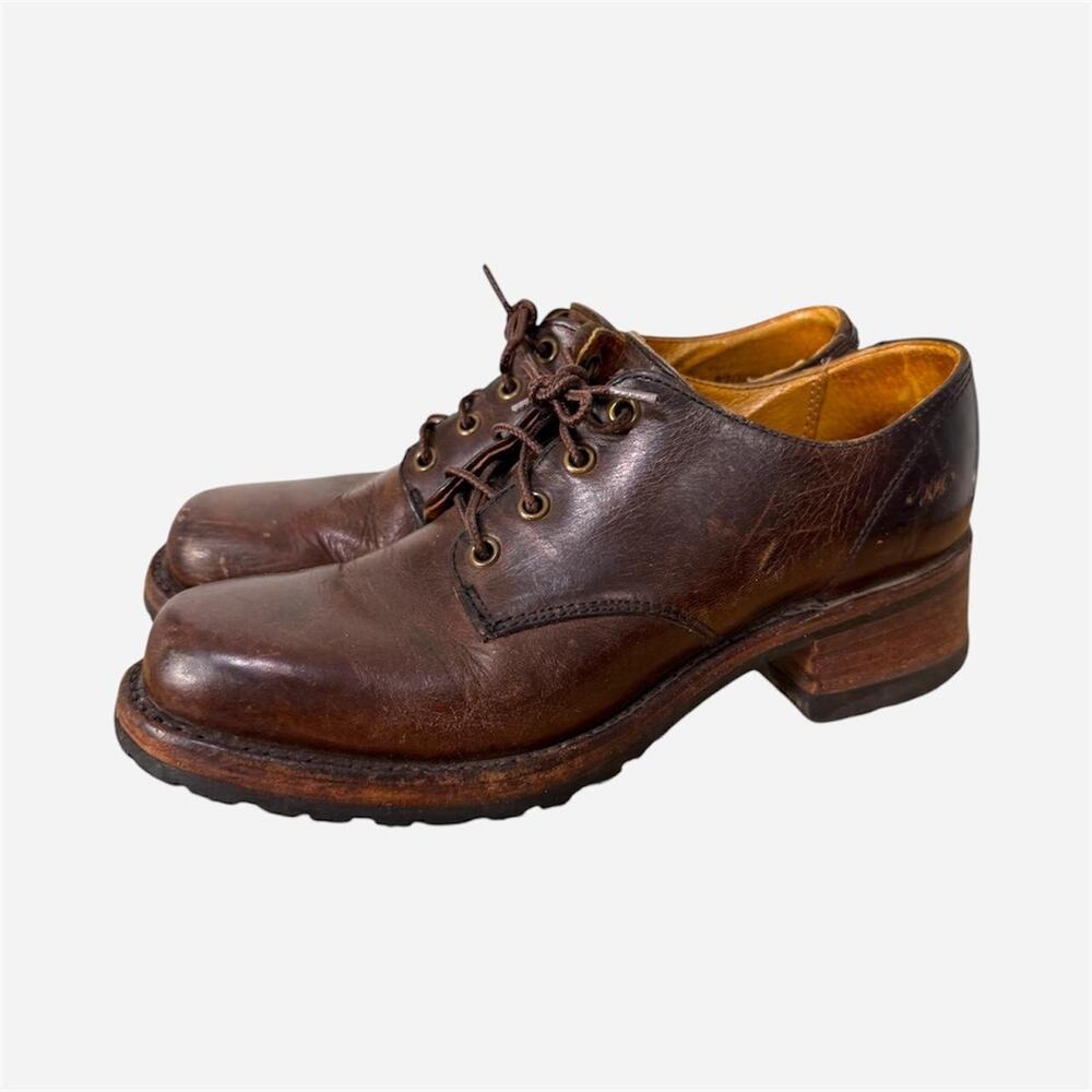 Frye campus oxfords lace up square toe brown leather vintage  - size 8.5M
